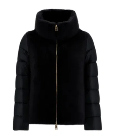 Herno Faux Fur-inserts Ultralight Padded Jacket Clothing In Black