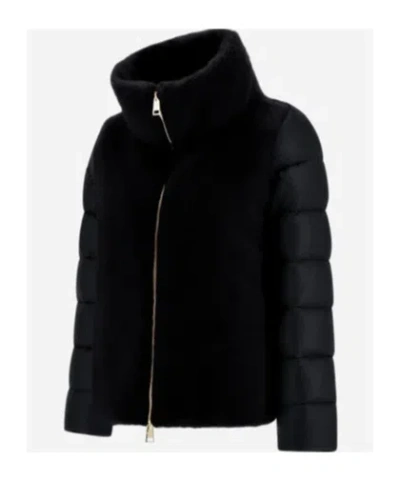 Herno Faux Fur-inserts Ultralight Padded Jacket Clothing In Black