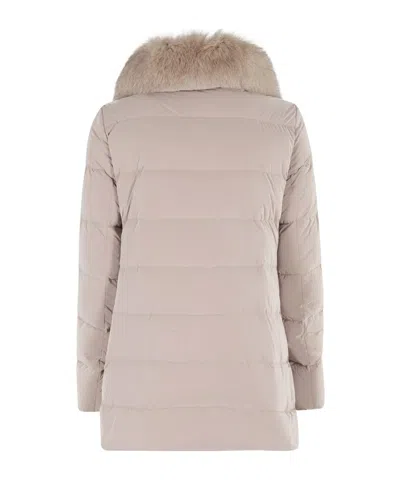 Moorer Dorado Fur Os Quilted Hazelnut Down Jacket In Neutral