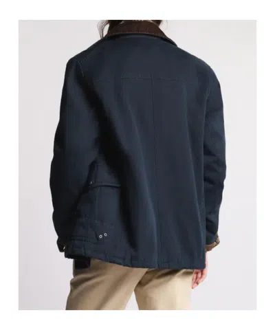 Fay Wool Blend Jacket With Front Pockets And Contrast Collar In Blue