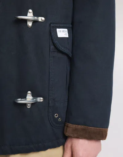 Fay Wool Blend Jacket With Front Pockets And Contrast Collar In Blue