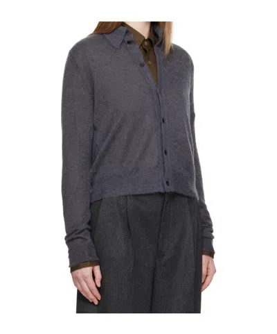 Auralee Buttoned Collared Cardigan In Gray