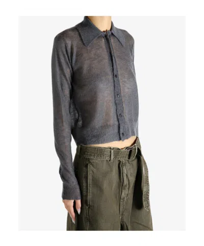 Auralee Buttoned Collared Cardigan In Gray
