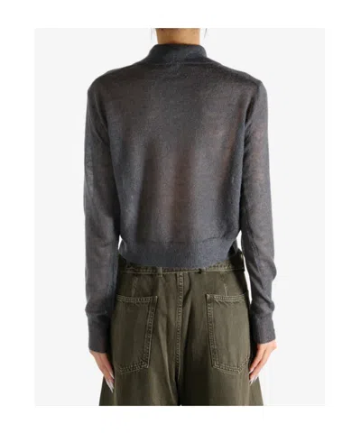 Auralee Buttoned Collared Cardigan In Gray