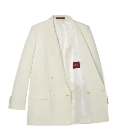 Gucci Double-breast Technical Panama Jacket In White