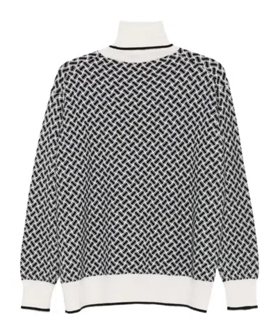Drumohr Geometric-pattern Turtleneck Sweater In Gray