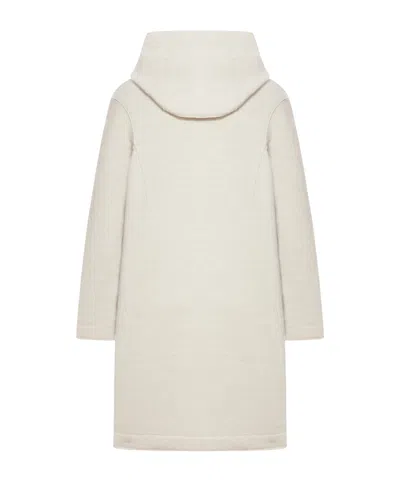 Transit Comfort Fit Hooded Jacket In Boiled Wool In Neutral