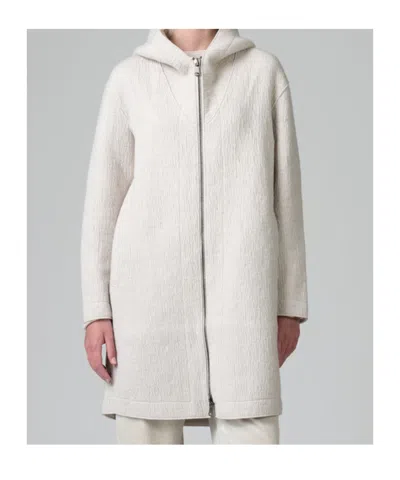 Transit Comfort Fit Hooded Jacket In Boiled Wool In Neutral