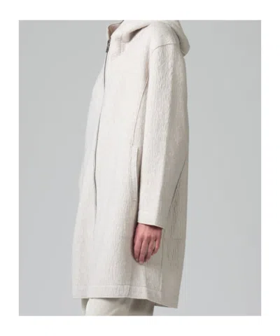 Transit Comfort Fit Hooded Jacket In Boiled Wool In Neutral