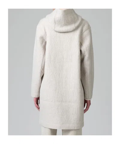 Transit Comfort Fit Hooded Jacket In Boiled Wool In Neutral