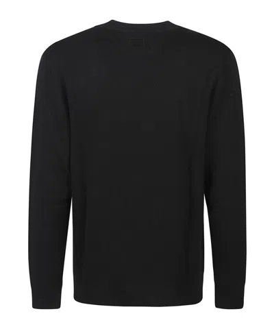 C.p. Company Knitted Wool Pullover With Signature Patch Logo In Black