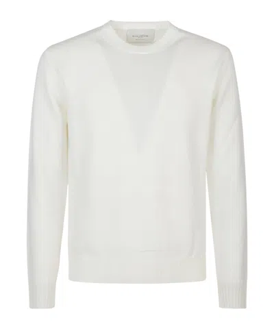 Ballantyne Boucle Texture White Knit Sweater In White