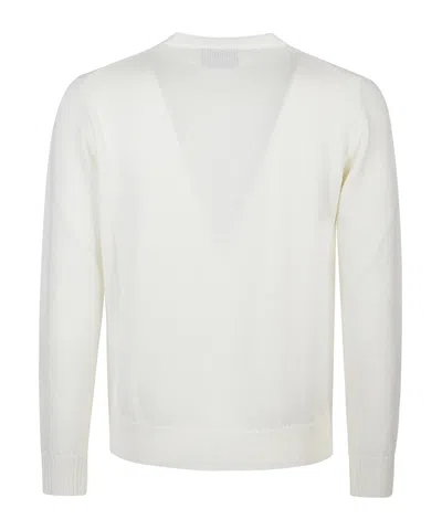 Ballantyne Boucle Texture White Knit Sweater In White