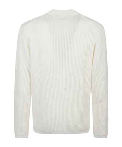 C.p. Company White Crew Neck Sweater In White