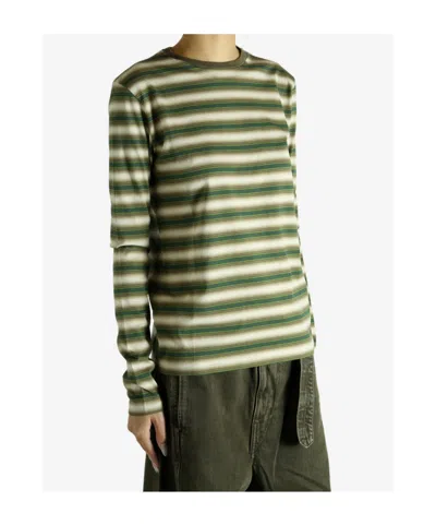 Auralee Gradient Stripe Cotton Long Sleeve Tee In Green