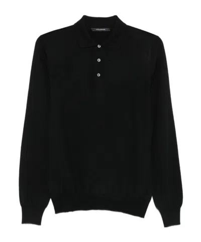 Tagliatore Long-sleeved Polo Shirt In Black