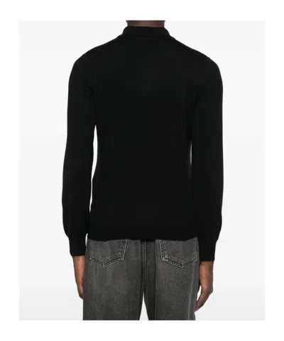 Tagliatore Long-sleeved Polo Shirt In Black