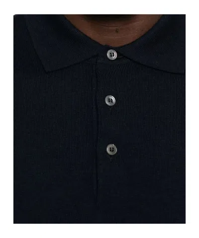 Tagliatore Long-sleeved Buttoned Polo Shirt In Blue