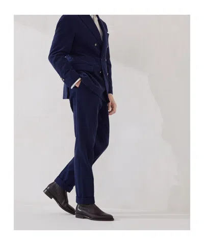 Brunello Cucinelli Men Wool Corduroy Trousers In Blue