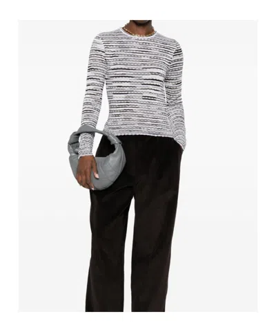 Missoni Striped Lightweight Crew Neck Knit Sweater In Blue