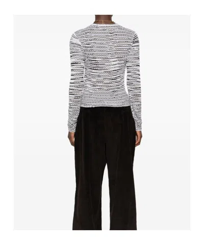 Missoni Striped Lightweight Crew Neck Knit Sweater In Blue