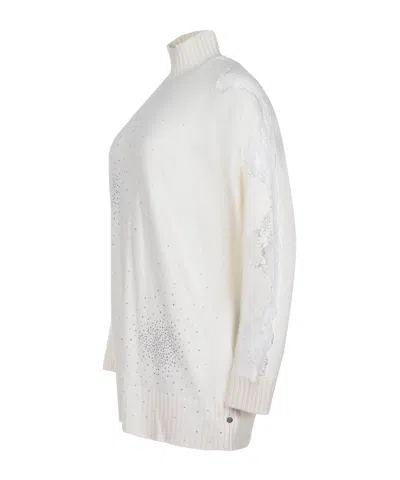 Giuseppe Di Morabito Rhinestone Lace Dress In White