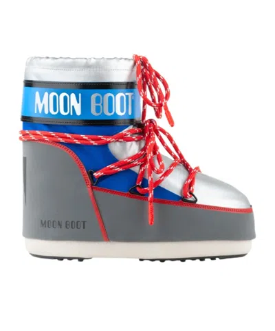 Moon Boot Grey Fabric Icon Low Space Racing Ankle Boots In Multi