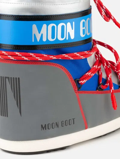 Moon Boot Grey Fabric Icon Low Space Racing Ankle Boots In Multi