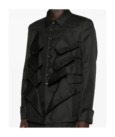 Comme Des Garçons Flap-pocket Jacket In Black