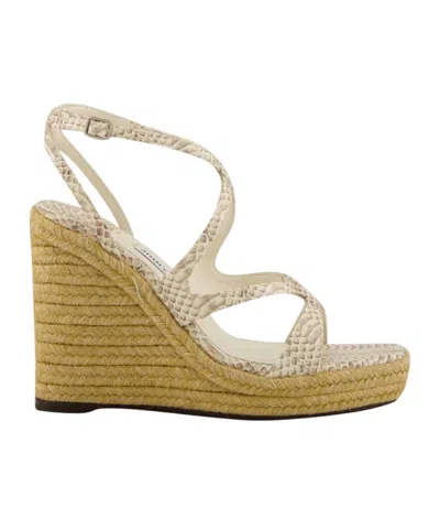 Jimmy Choo Square Toe Wedge Sandals In Neutral