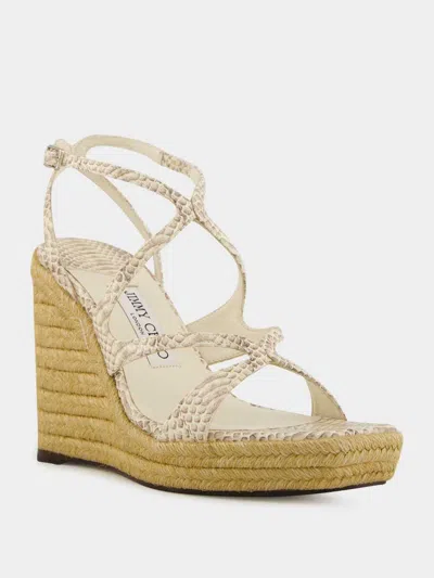 Jimmy Choo Square Toe Wedge Sandals In Neutral