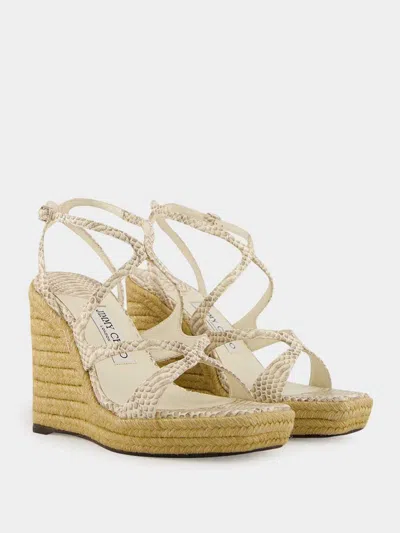 Jimmy Choo Square Toe Wedge Sandals In Neutral