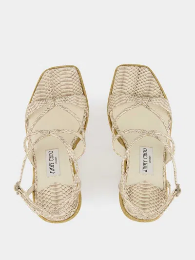Jimmy Choo Square Toe Wedge Sandals In Neutral