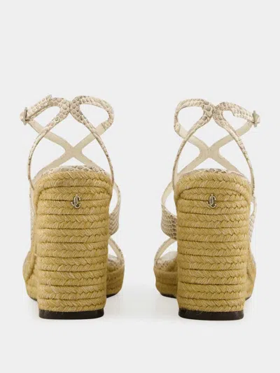 Jimmy Choo Square Toe Wedge Sandals In Neutral