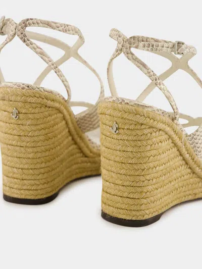 Jimmy Choo Square Toe Wedge Sandals In Neutral