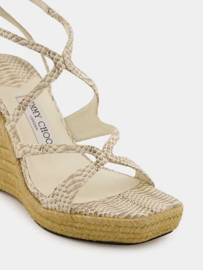 Jimmy Choo Square Toe Wedge Sandals In Neutral
