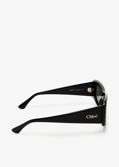 Chloé Logo Square Sunglasses In Black