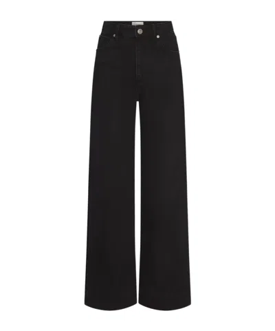 Frame Le Slim Palazzo Black Jeans With Logo Patch On The Rear And Wide Leg In Denim Woman
