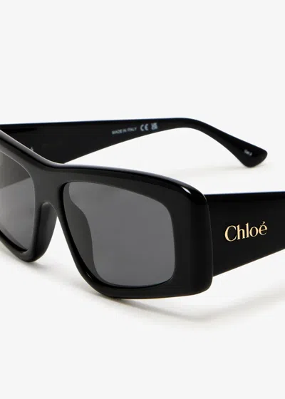 Chloé Logo Square Sunglasses In Black