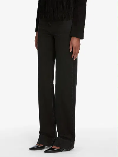 Frame Le Slim Palazzo Black Jeans With Logo Patch On The Rear And Wide Leg In Denim Woman