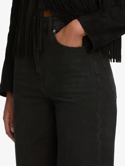 Frame Le Slim Palazzo Black Jeans With Logo Patch On The Rear And Wide Leg In Denim Woman