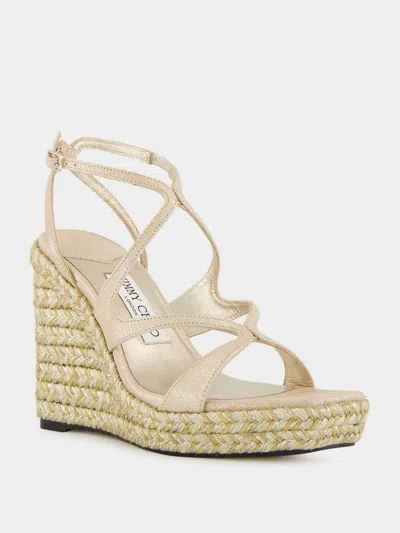 Jimmy Choo Square Toe Wedge Sandals In Neutral
