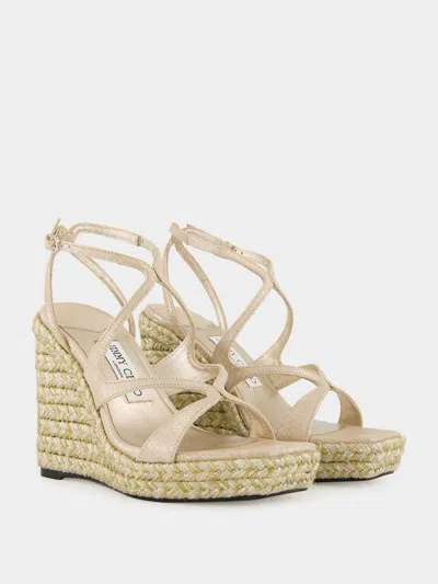 Jimmy Choo Square Toe Wedge Sandals In Neutral