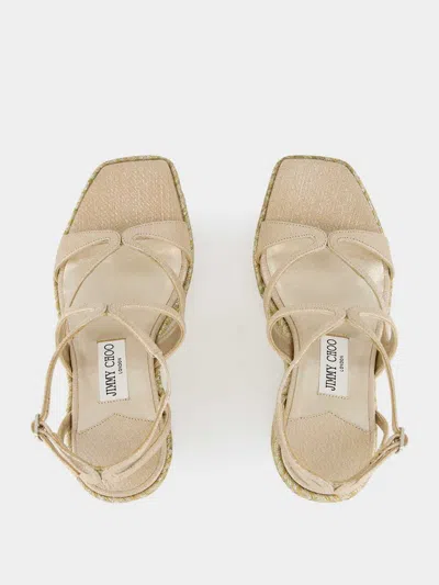 Jimmy Choo Square Toe Wedge Sandals In Neutral