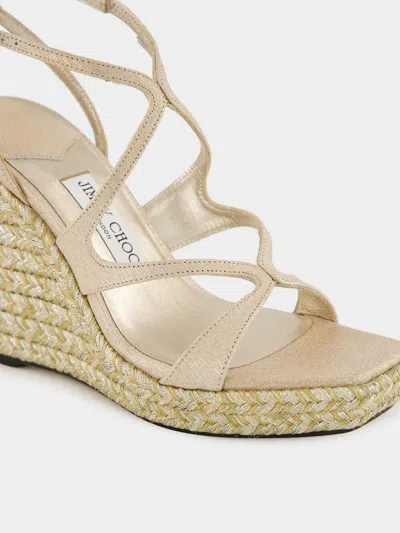 Jimmy Choo Square Toe Wedge Sandals In Neutral