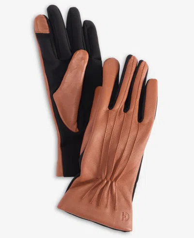 Cole Haan Women's Leather Points Stretch Gloves In Brown