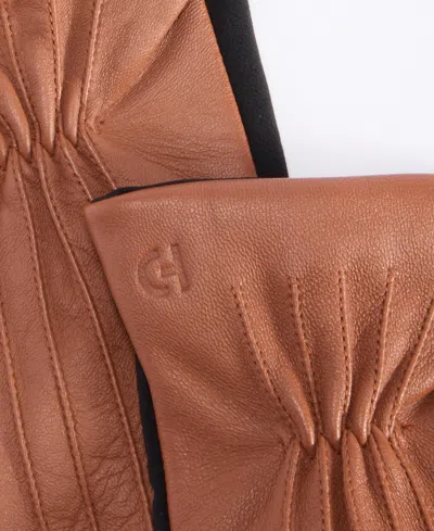 Cole Haan Women's Leather Points Stretch Gloves In Brown