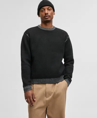 Mode Of One Men's Contrast Trim Sweater, Macy's Exclusive In Black