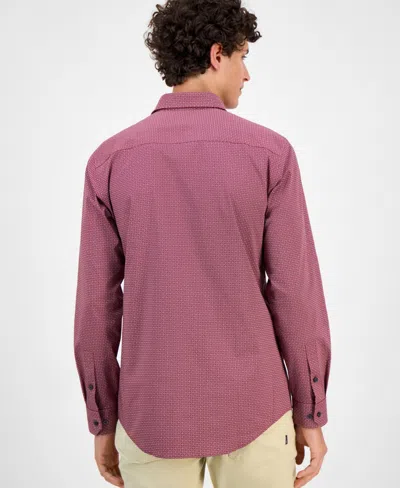 Alfani Men's Slim-fit Spots Macro Diamond Print Dress Shirt, Macy's Exclusive In Pink