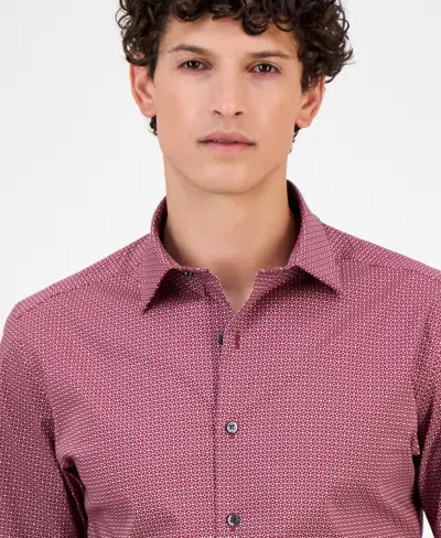 Alfani Men's Slim-fit Spots Macro Diamond Print Dress Shirt, Macy's Exclusive In Pink